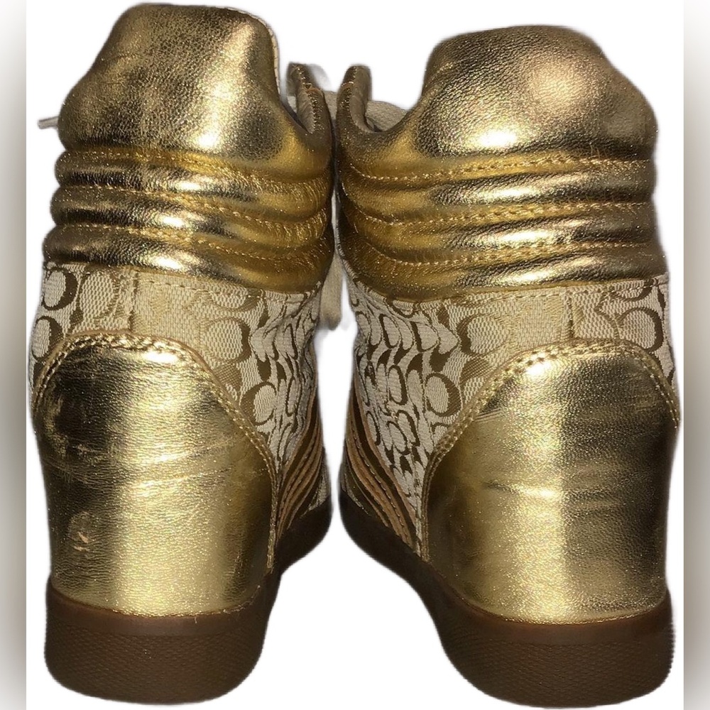 Gold Coach Wedged Heeled Sneakers Sz 9.5M - Picture 3 of 5